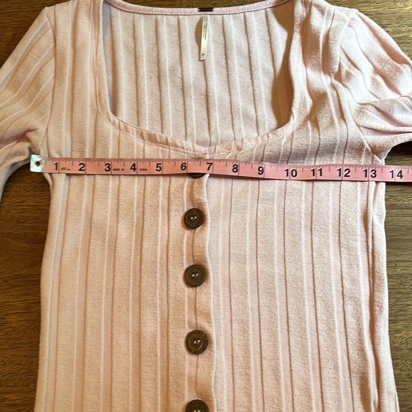 Free People Central Park Baby Pink Three Quarter Sweater Cardigan XS - Picture 11 of 14